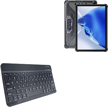 BoxWave Keyboard Compatible with Oukitel RT7 5G - SlimKeys Bluetooth Keyboard, Portable Thin with Chiclet-Style Keys - Jet Black