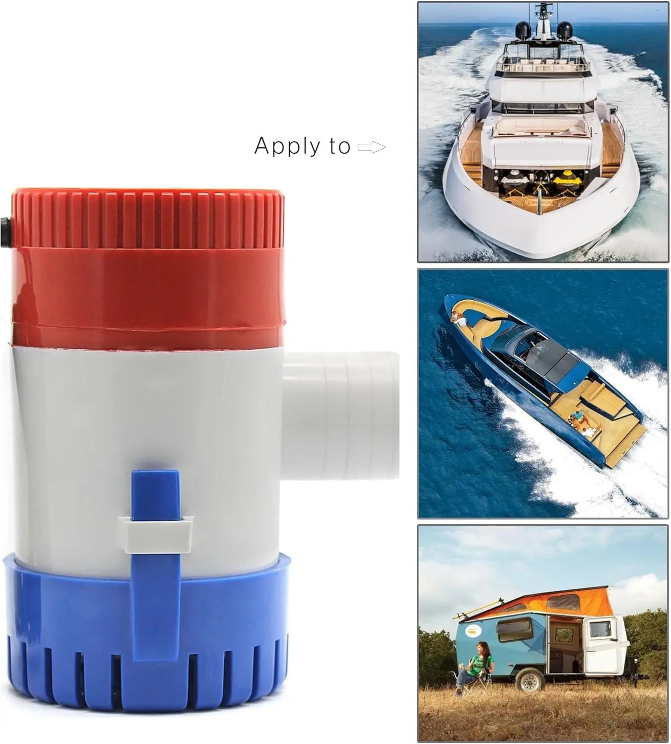 Gas diésel benzinpumpe Bomba de agua vacío 12V, bomba sentina sumergible para barcos marinos, utilizada en casas rodantes hidroaviones Gas diésel benzinpumpe(1100GPH)