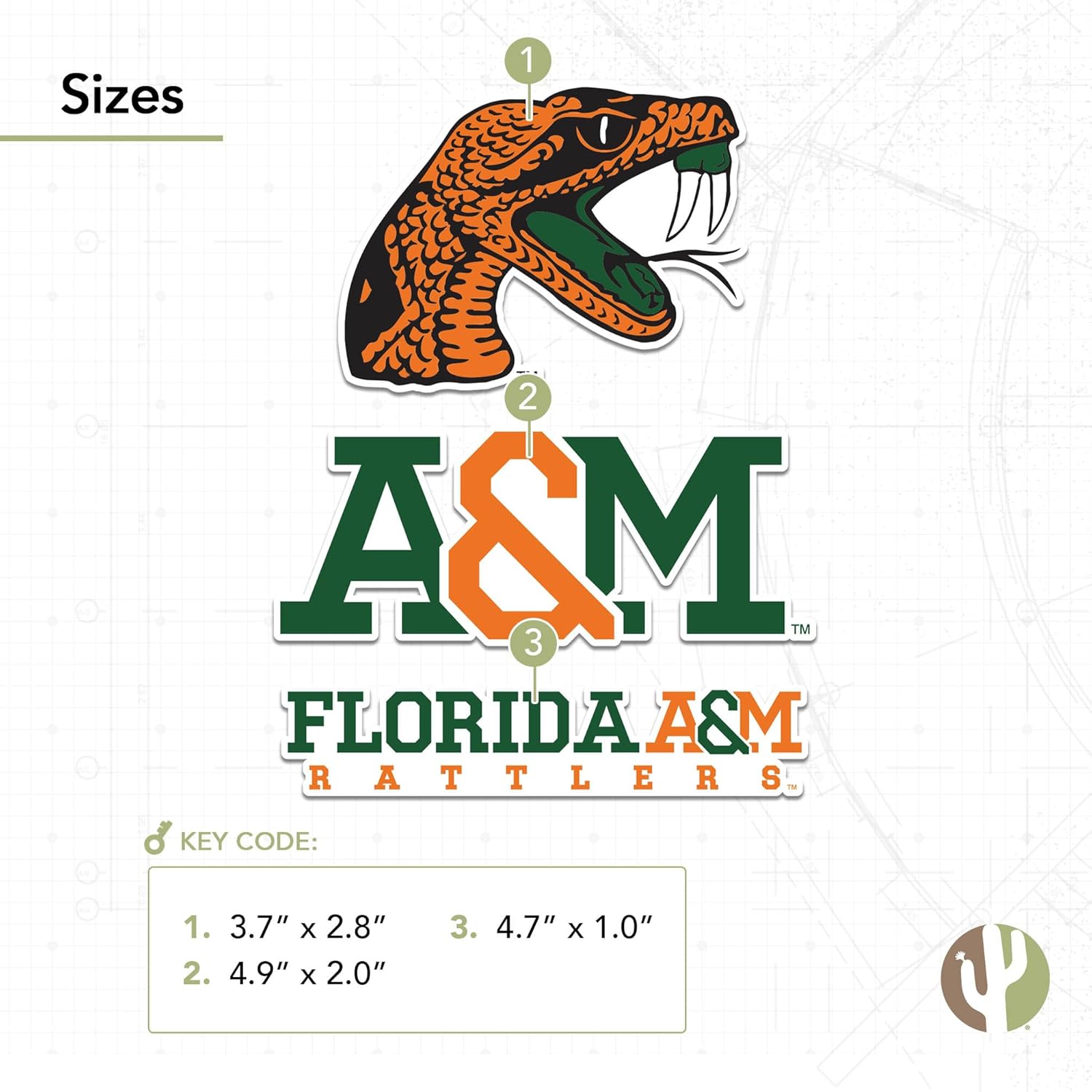Desert Cactus Florida A&M University Sticker FAMU Rattlers Vinyl Decals Laptop Water Bottle Car Scrapbook T5 (Type 5-1) - Image 4