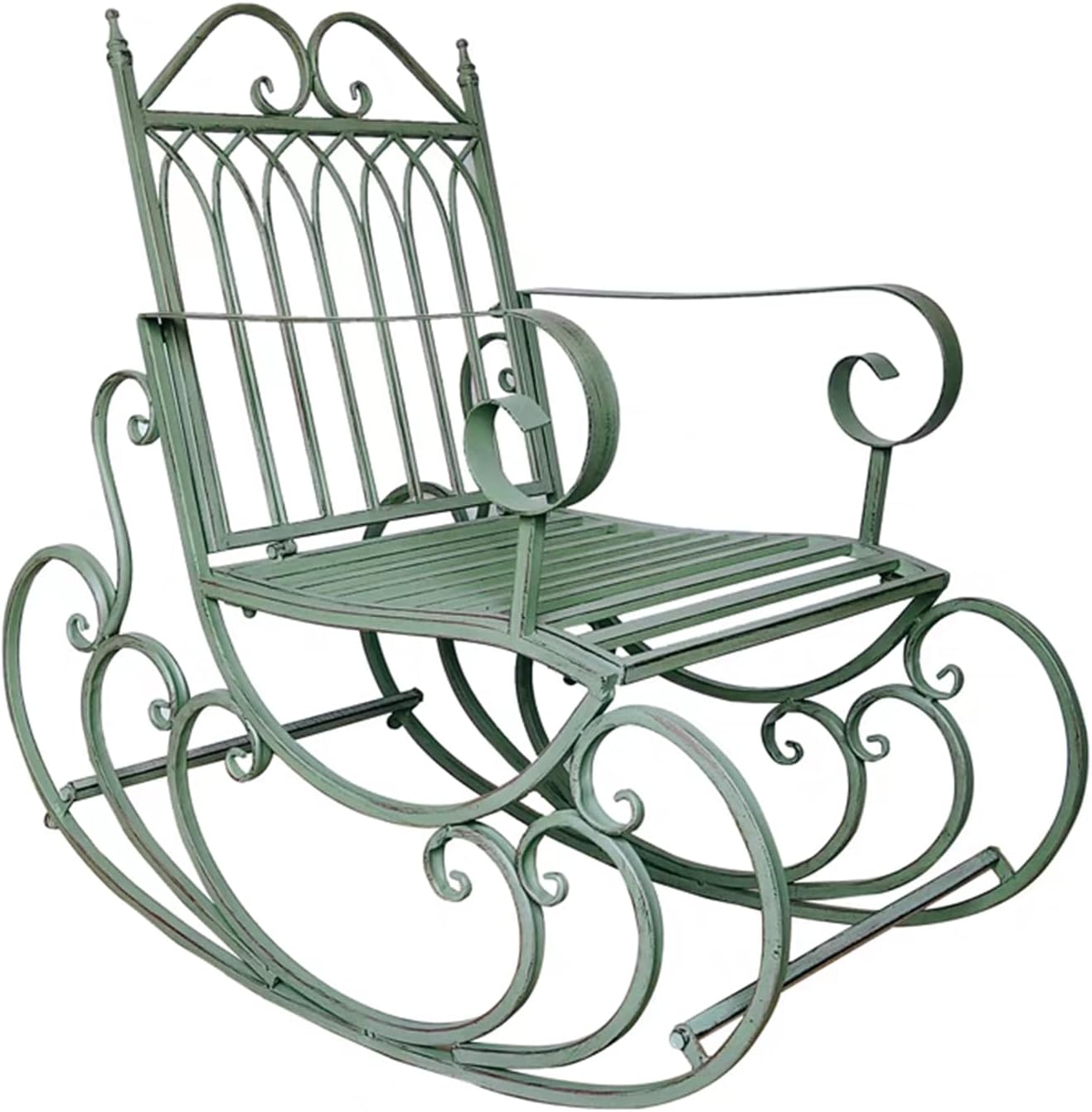 Patio Leisure Rocking Chairs，Outdoor Patio Rocking Chair, Metal Rocking seat for for Deck, Backyard or Garden,Outdoor Park Garden Rest Seats,for Park, Yard, Porch, Lawn, Balcony(White)