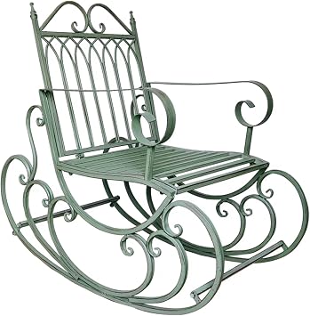 Iron Wire Single Rocking Chair,Vintage Patio Rocking Chair Outdoor Lounge Chair Outdoor Chair for Deck, Backyard or GardenWhite