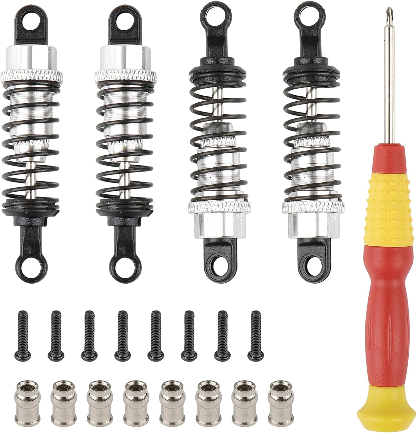 Pxyelec RC Car Parts Assembled Replacement A949-55 Silver Aluminum Shock Absorber for 1/18 WLtoys A959 RC Car A969 A979 K929, Pack of 4