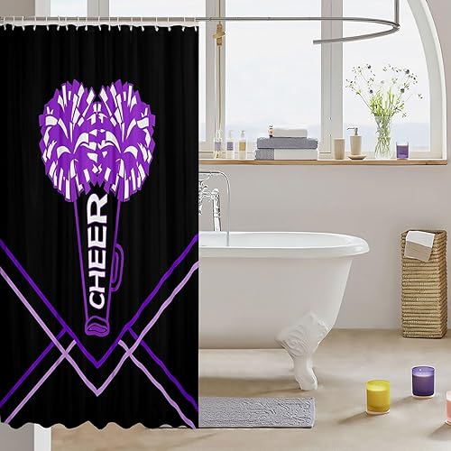 Miniatura 3 de Cortinas de ducha de animadoras, decoración del hogar, cortinas de baño para niñas y amantes de la gimnasia, tela con estampado de líneas