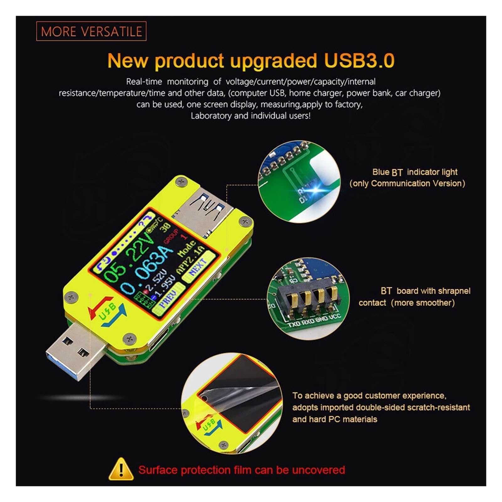 Tester USB UM34C Type-C USB 3.0 Tester multimetr tester napięcia prądu miernik woltomierz amperomierz cyfrowy 2-drożny wyzwalacz PD 4-24V 0-4A
