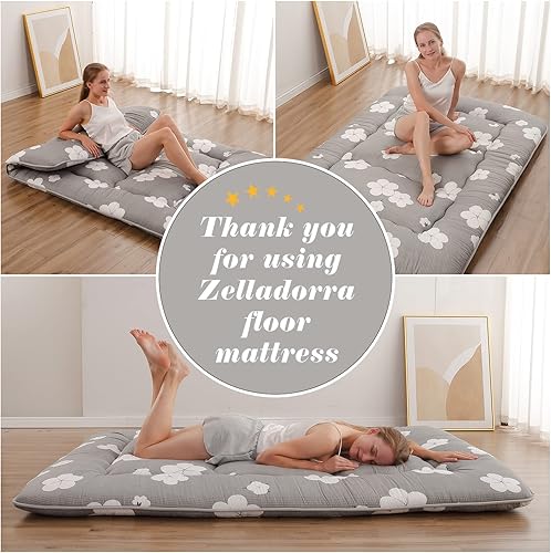 Miniatura 5 de Colchón japonés de suelo, colchón futón con bolsa de almacenamiento portátil, colchón enrollable grueso de tatami, para campamento, habitación de