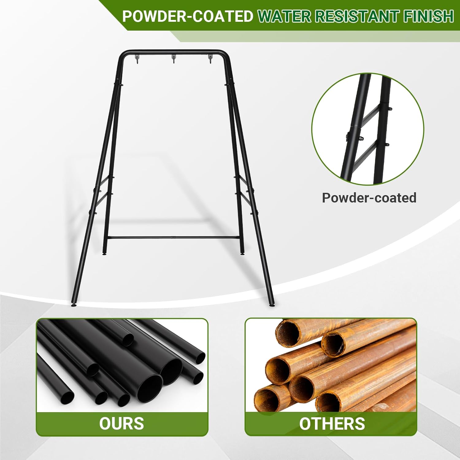 Zimtown Outdoor Hammock Stand,Weatherproof A-Frame Metal Swing Stand, with Three Hooks Suitable for Hammock, Hammock Chair, 450 Lbs Weight Capacity, for Balcony, Garden, Backyard, Porch