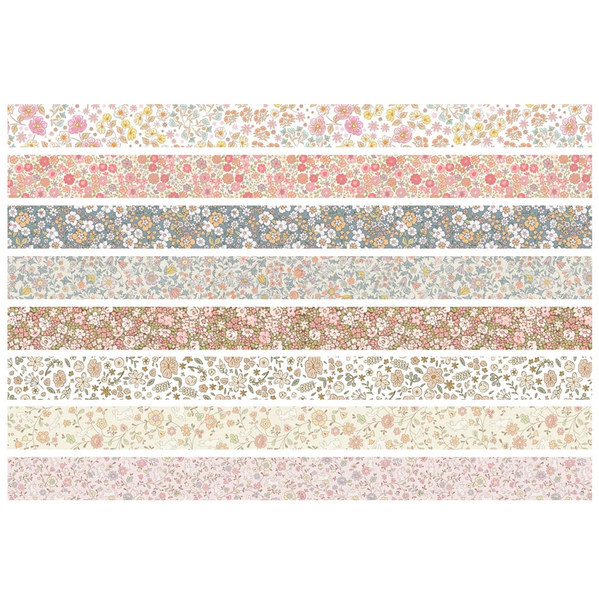 Zestaw taśm Washi w stylu vintage, 8 rolek, cienkie, dekoracyjne, antyczne wzory, taśmy maskujące do sztuki, rękodzieła, dzienników, planerów, scrapbookingu, pakowania (małe kwiaty)