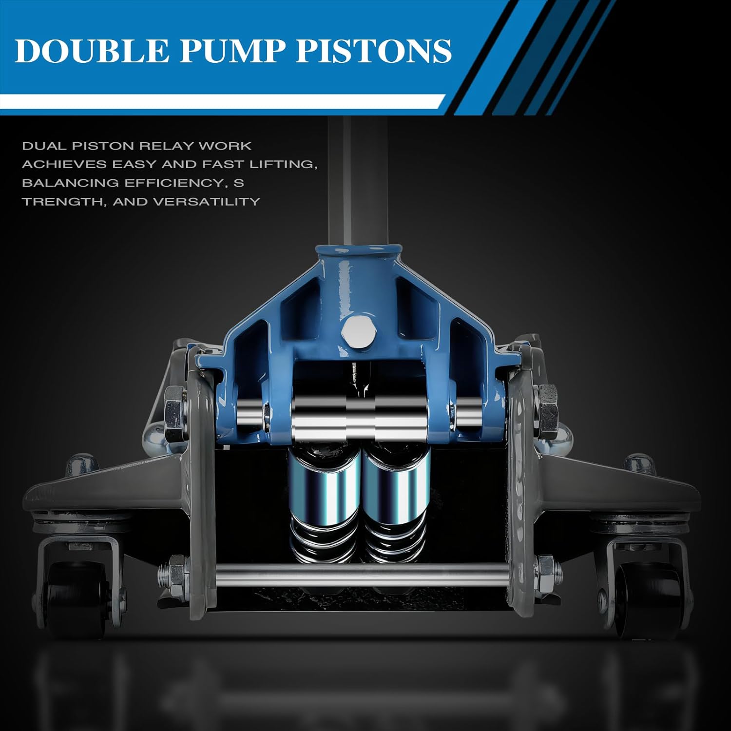 Larbanke 4-Ton Low Profile Double-Piston Hydraulic Floor Jack,Lift Range 3.93in-20.98in, with Rubber Pads, Suitable for Home and Workshop Automotive Maintenance of Various Vehicles, Blue