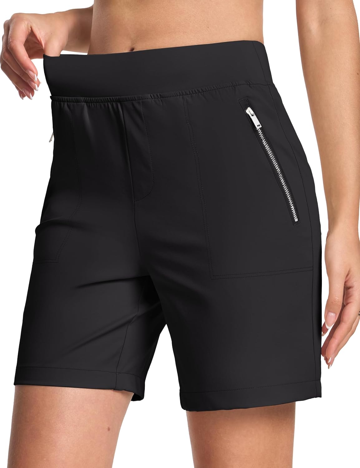 MAGCOMSEN Women's High Waisted Hiking Golf Shorts with 4 Pockets 7" Lightweight Stretchy Athletic Running Summer Shorts