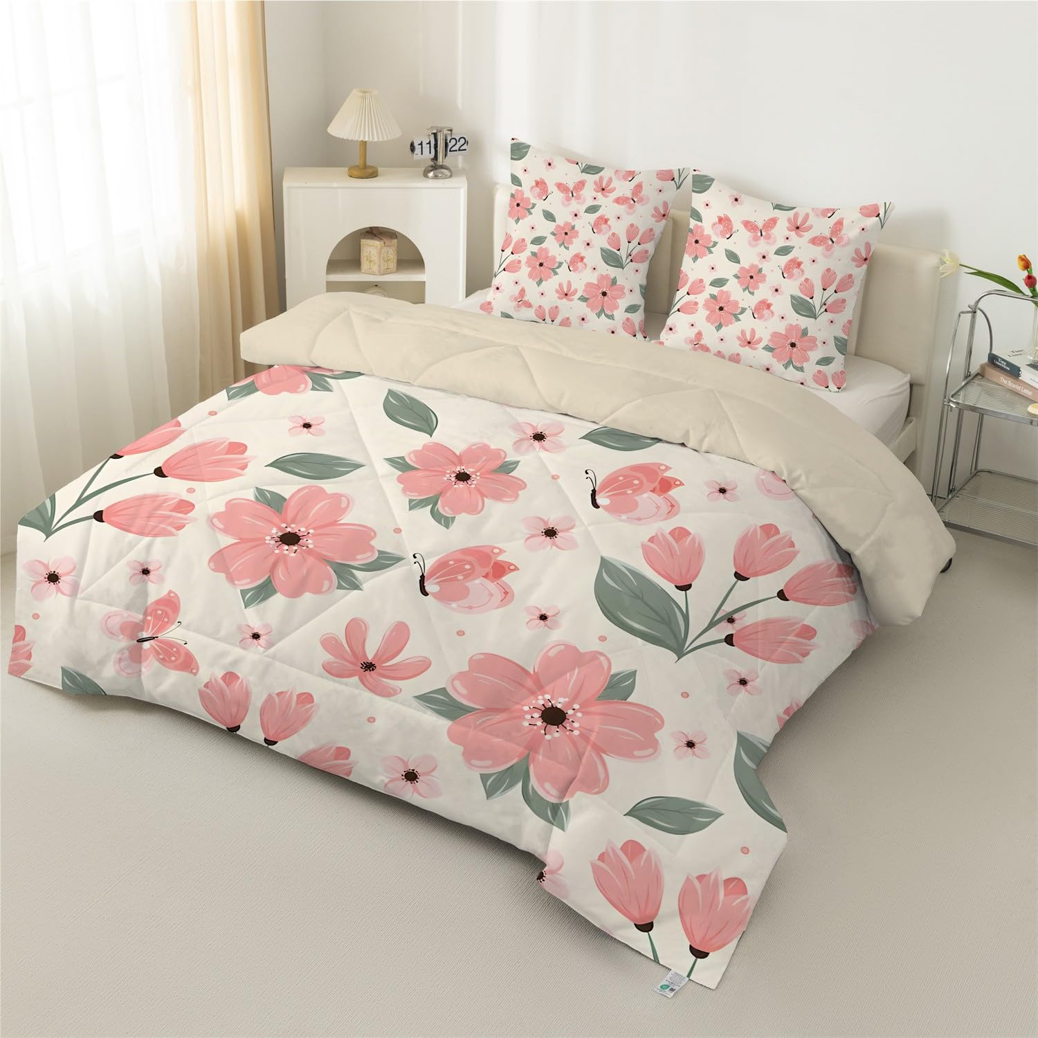 Woods Green poszewka na kołdrę w rozmiarze super king-size, dwustronna, na każdą porę roku, lekka, nadająca się do prania w pralce, poszwa na poduszkę, 260 x 220 cm, z poszewką na poduszkę