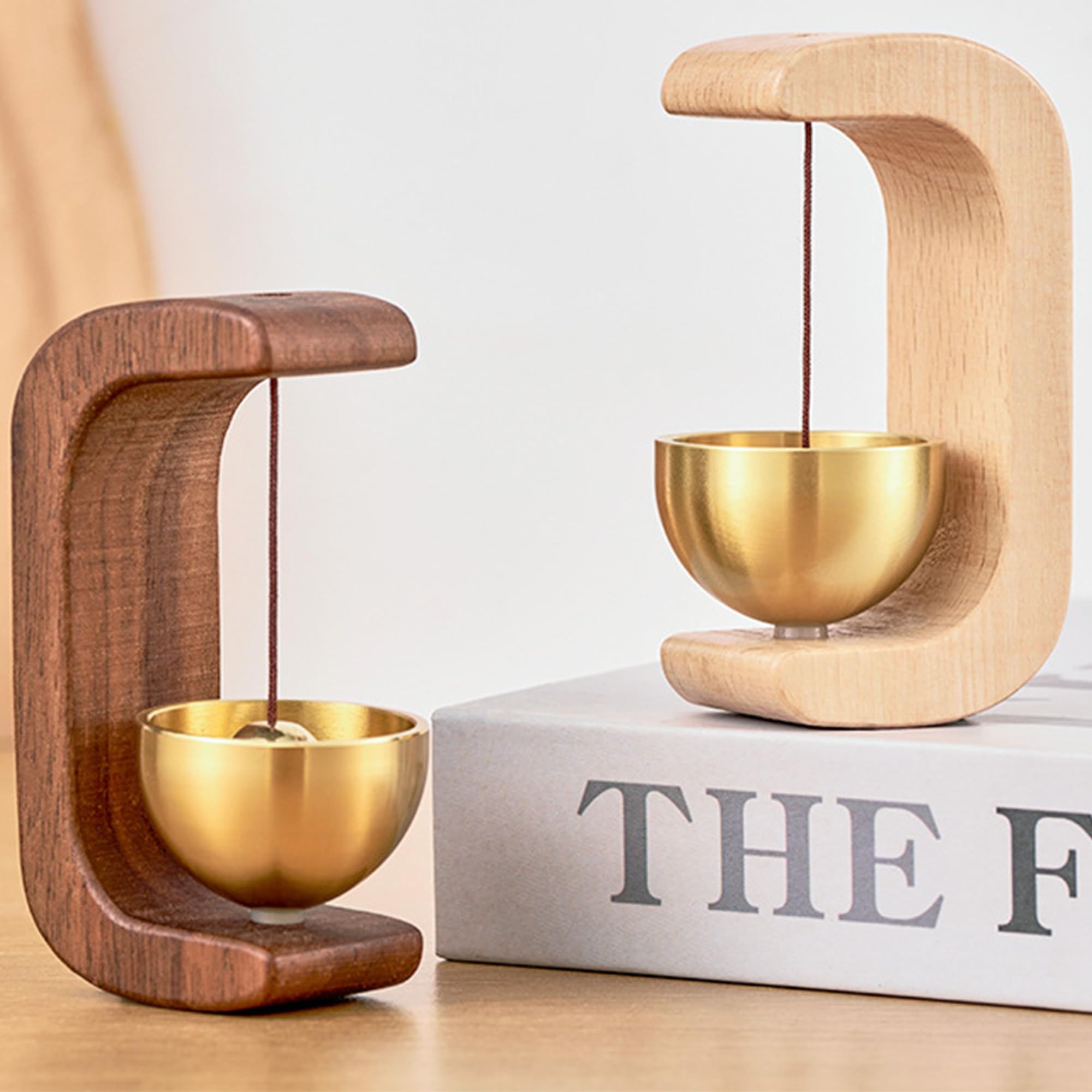 Timbre Decorativo Dorado Musiin - Campana Magnética De Madera Y Latón, Para Puertas, Pared, Tienda, Fácil De Instalar