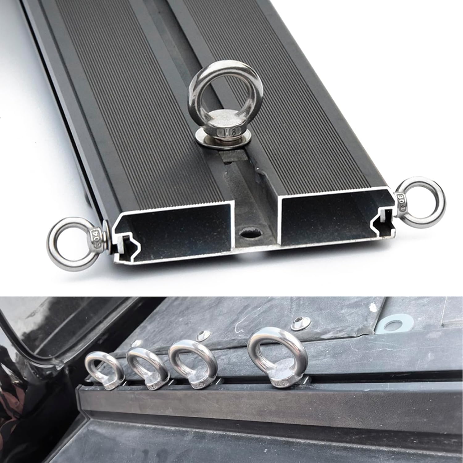8 Sets M6 Roof Rack T Track Bolts Kits, 304 Stainless Steel T Track Mount Tie Down Anchor Kit for Roof Rack with Square Nuts, Lifting Eye Bolt, Washers