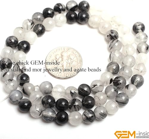 Miniatura 4 de GEM-Inside - Cuentas sueltas de ágata de cuarzo, piedra de energía redonda natural de 0.236 in, para hacer joyas de 15 pulgadas