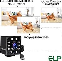 Vista 4 de ELP Cámara web infrarroja infrarroja IR de visión nocturna 1080P para computadora, laptop, Mac, Android, cámara de PC HD de alta velocidad con lente