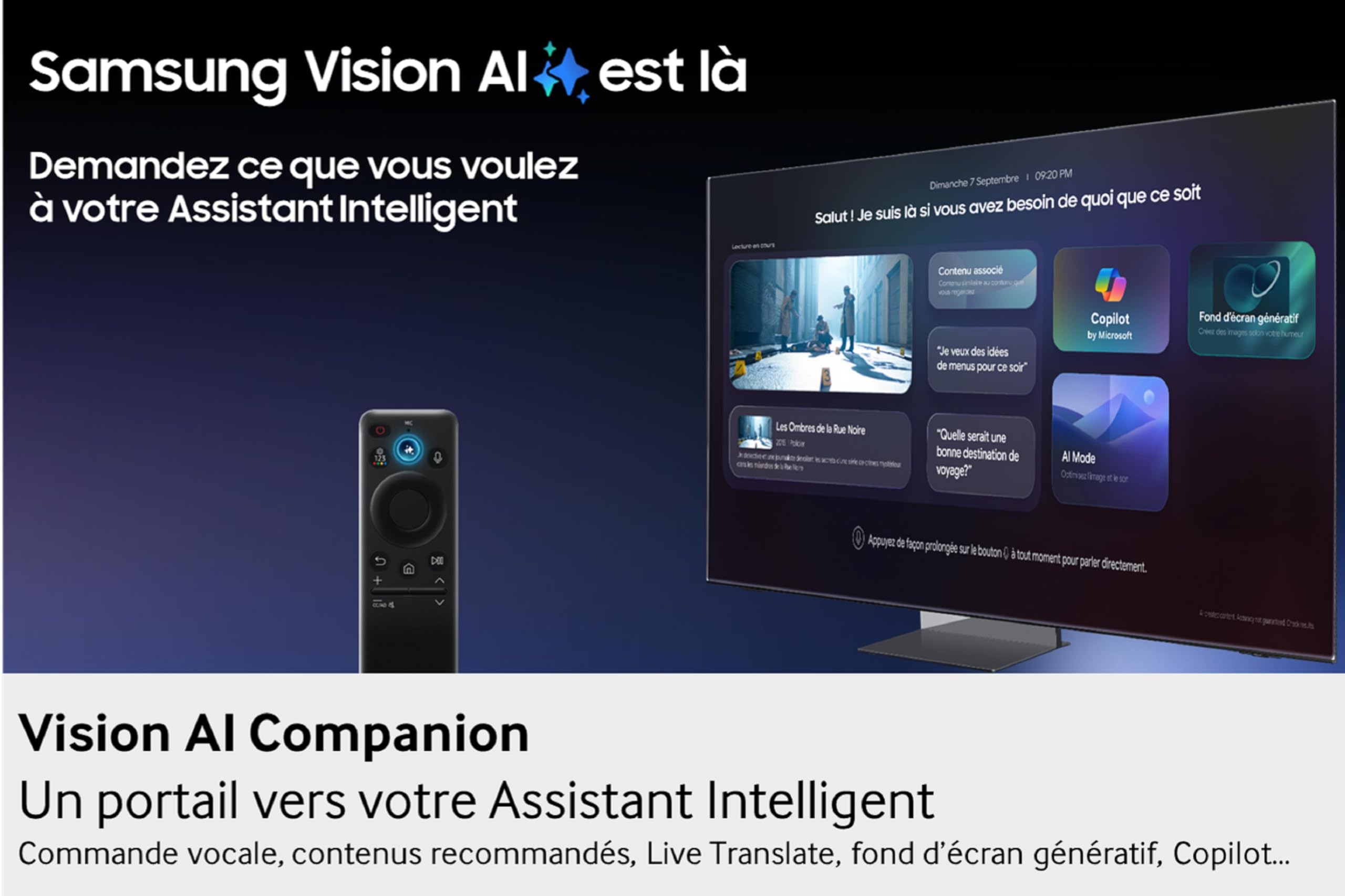 Samsung TV AI 55 Pouces OLED S85F 2025 4K Smart TV, Processeur NQ4 AI Gen2, WiFi, Airplay, HDR, Q-Symphony, OTS Lite, Gaming Hub, Bixby, Knox Security, Suivez Le Sport et Les Matchs de Football en 4K
