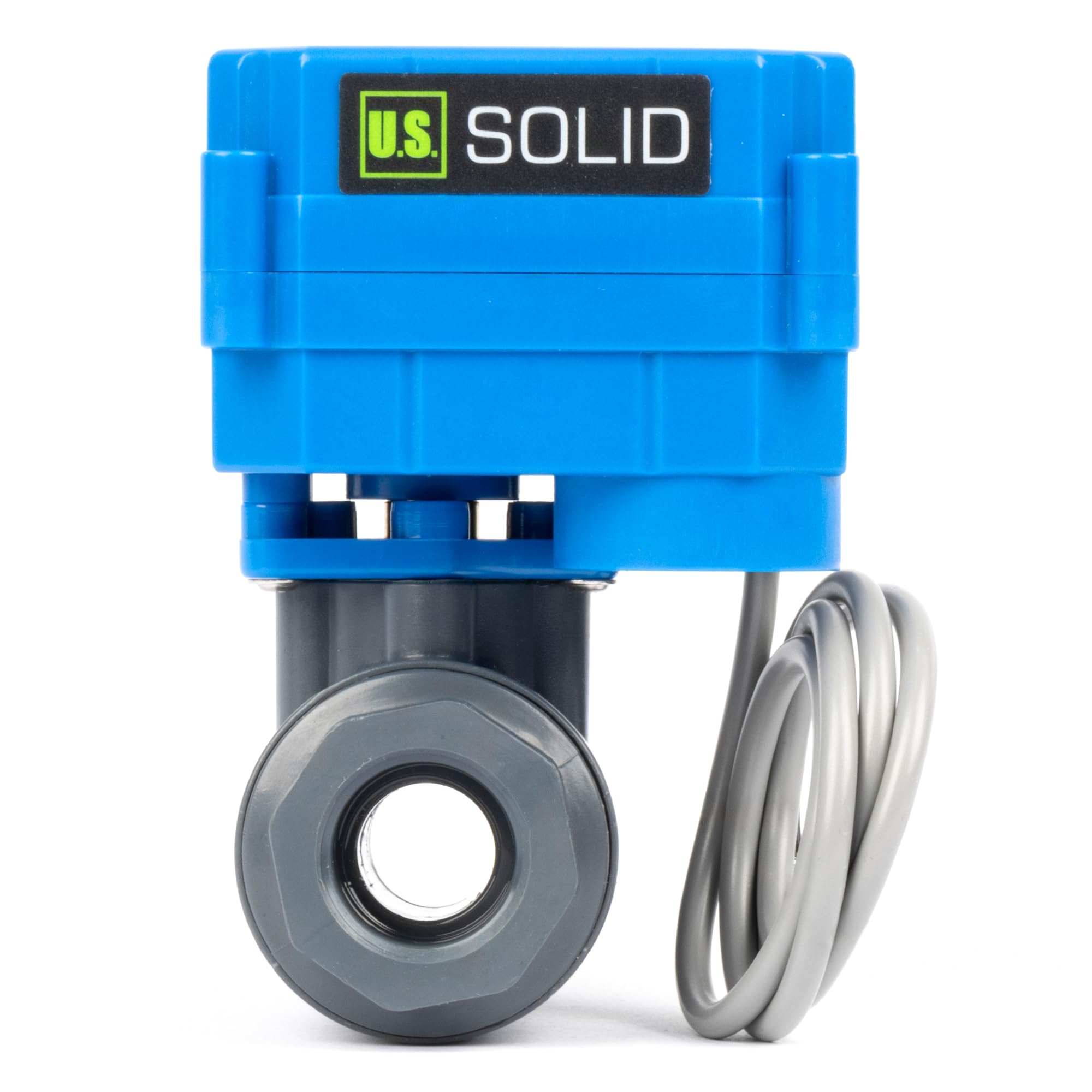 U.S. Solid Valvola a sfera motorizzata UPVC 1/2" – Valvola a sfera elettrica in plastica con passaggio completo, ritorno auto a 2 fili, 9-36 V AC/DC, normalmente aperta
