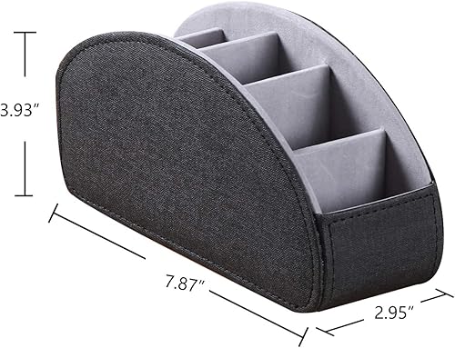 Miniatura 2 de Ayunga Soporte de control remoto de piel sintética, organizador remoto de TV con 5 compartimentos, mesita de noche y organizador de suministros de