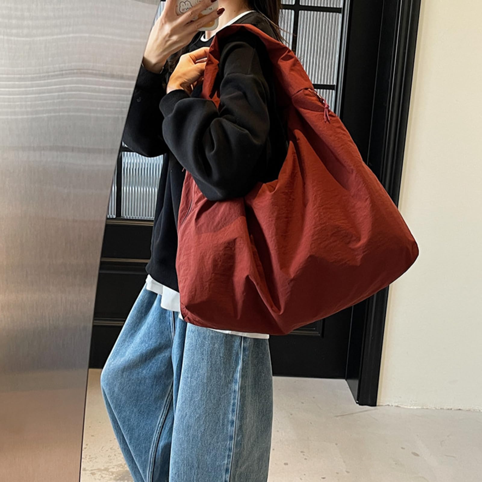 Genérico Bolso Luna Lush de Maison Ginza, bolso vintage, bolso de hombro grande de nailon for hombre y mujer, ideal for viajes, trabajo y negocios.