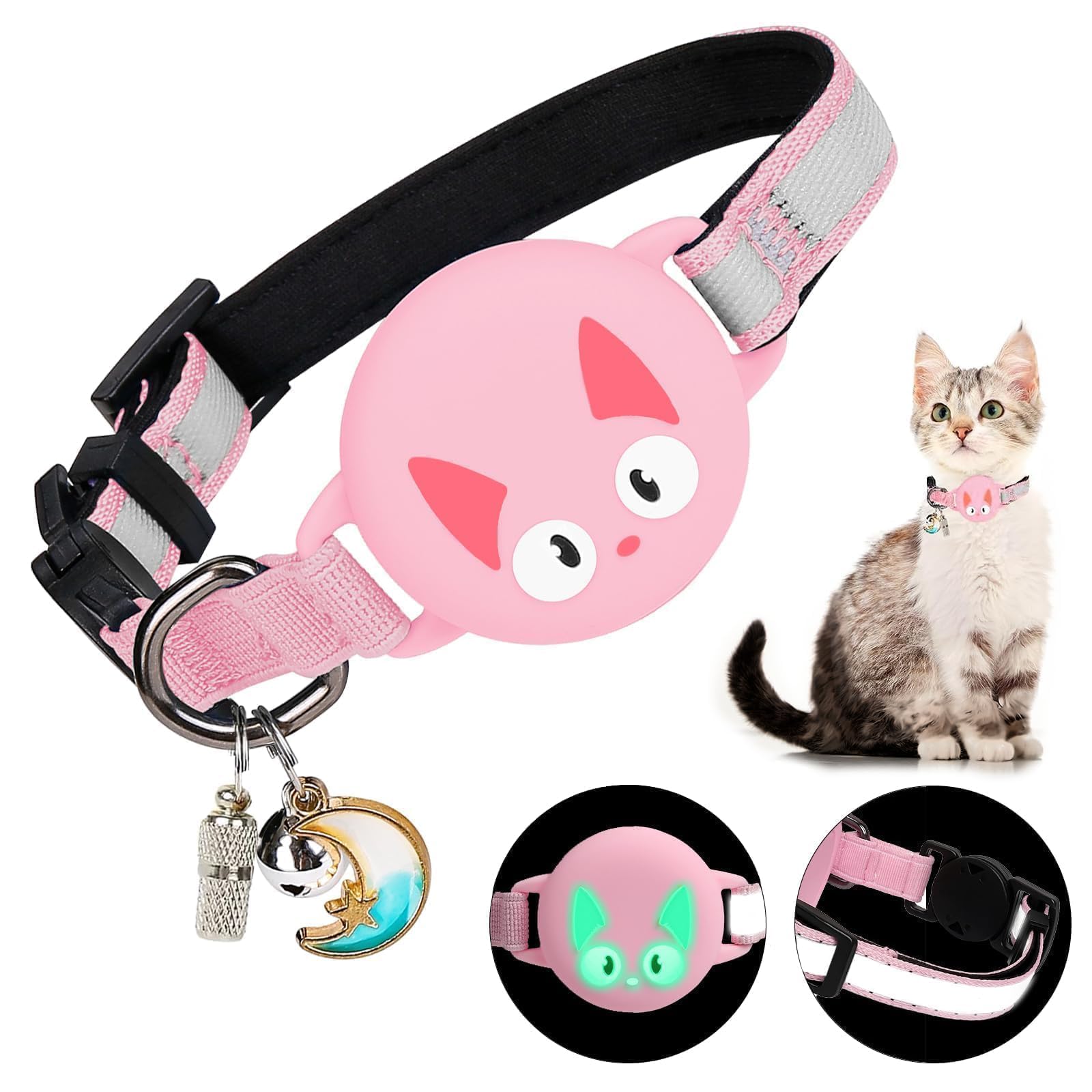 Collier chat anti-perte avec boucle de sécurité et support AirTag