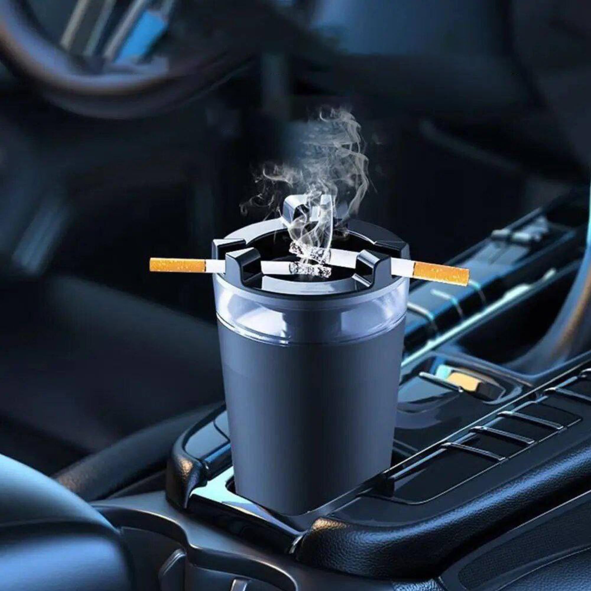 BELLOX Car Ashtray With Water Tank Smell Proof | Detachable Car Ash Tray for Most Car Cup Holder | Cigarette Butt And Smokeless Windproof Ash tray Storage Box for Outdoor Travel or Home Office-image-14