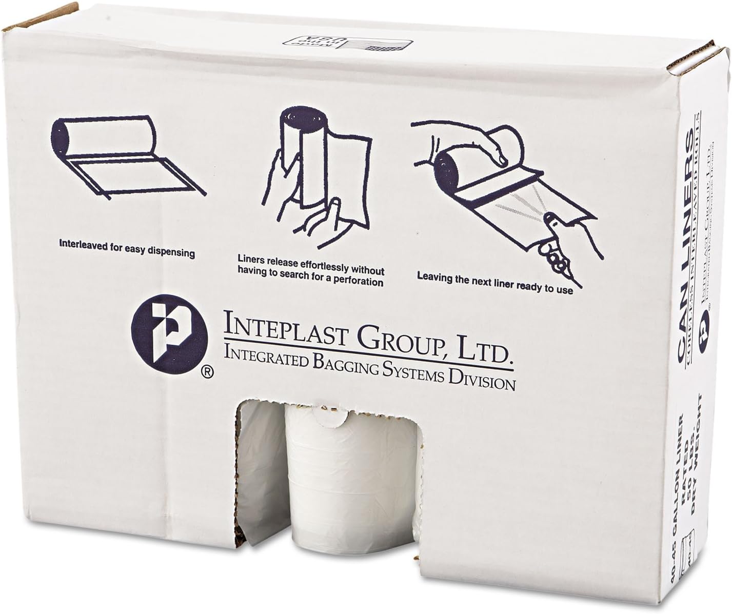 Inteplast VALH4048N14 High-Density Can Liner, 40 x 46, 45gal, 12mic, Clear, 25/Roll, 6 Rolls/Carton