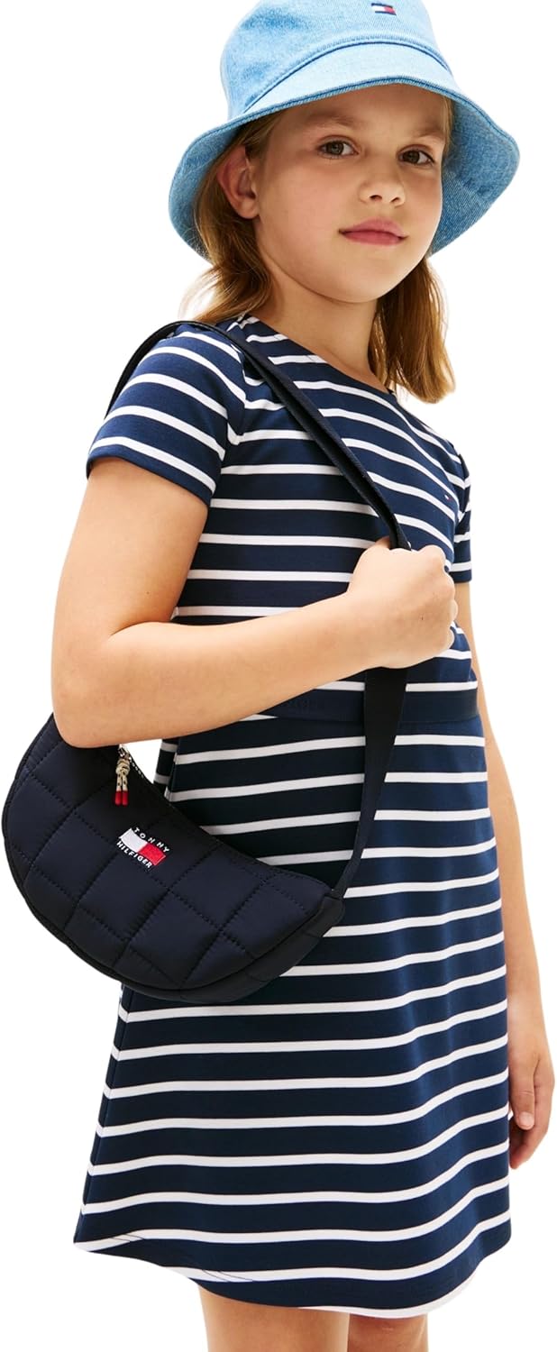 Tommy Hilfiger Unisex Children's Wavy Flag Quilted Moon Bag Ka0ka00040 Handbags, Blue (Space Blue)