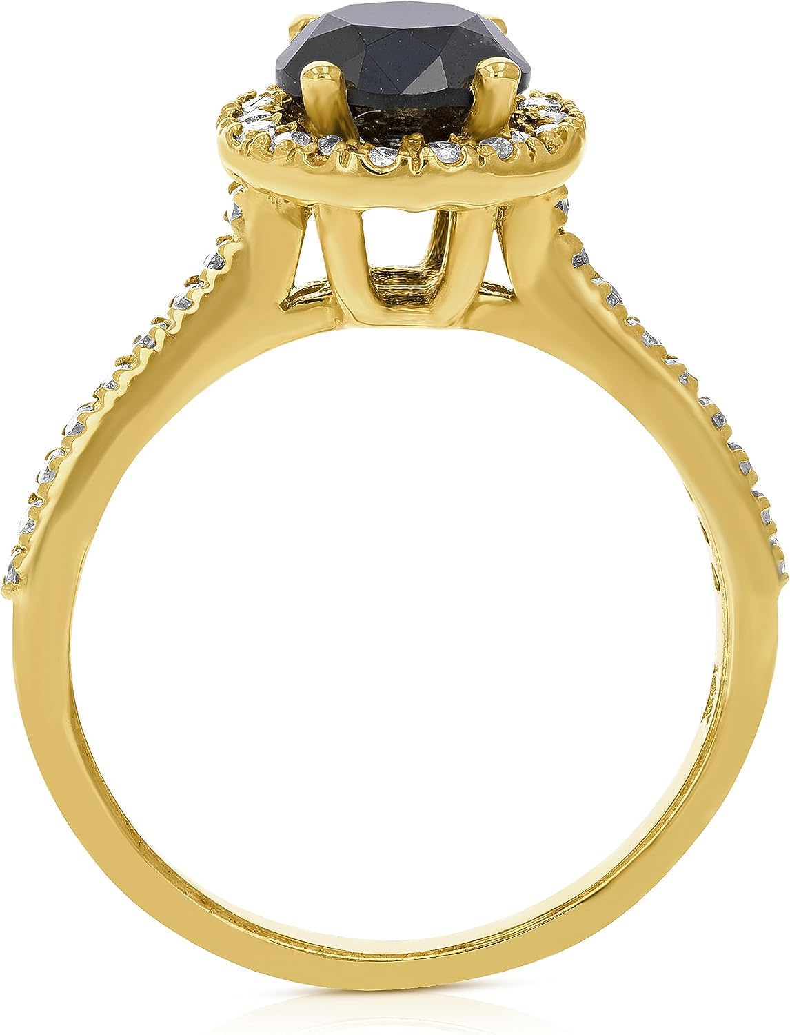 VIR JEWELS 1.50 cttw Black Diamond Engagement Ring 10K Yellow Gold Halo Design Prong Bridal image 4