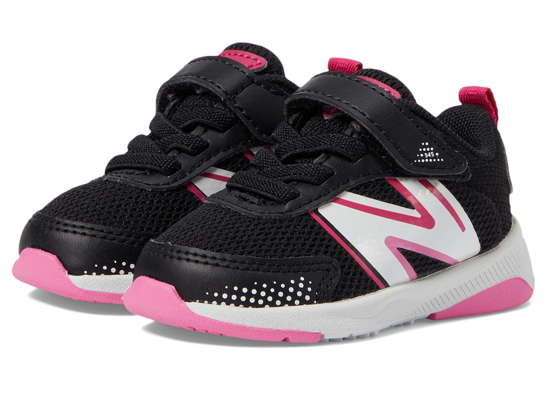 New Balance Baby Dynasoft 545 V1 Bungee Lace with Top Strap Running Shoe, Black/Carnival Pink, 3 US Unisex Infant