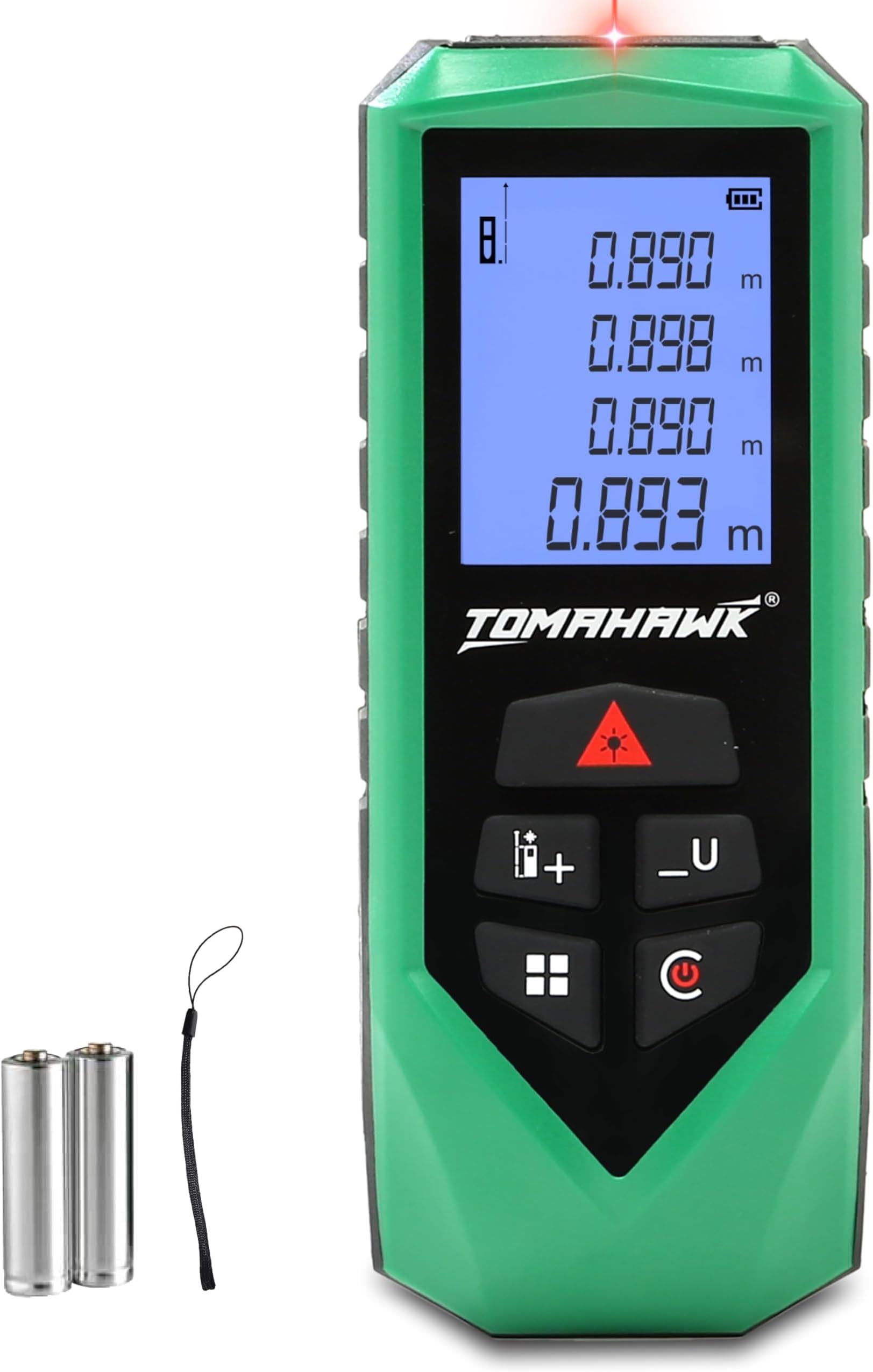 TOMAHAWK® TFR-0100 LT Laser Distance Meter MC 100m RL THK | 100m/325ft Range | IP54 Waterproof Level | Backlit LCD, Batteries Included | Versatile Laser Measuring Device | GS & CE Certified