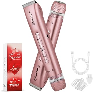 bikurpia Bikini Trimmer for Women: 2-in-1 Ceramic Blade Facial Razor, Waterproof Intimate & Body Hair Remover