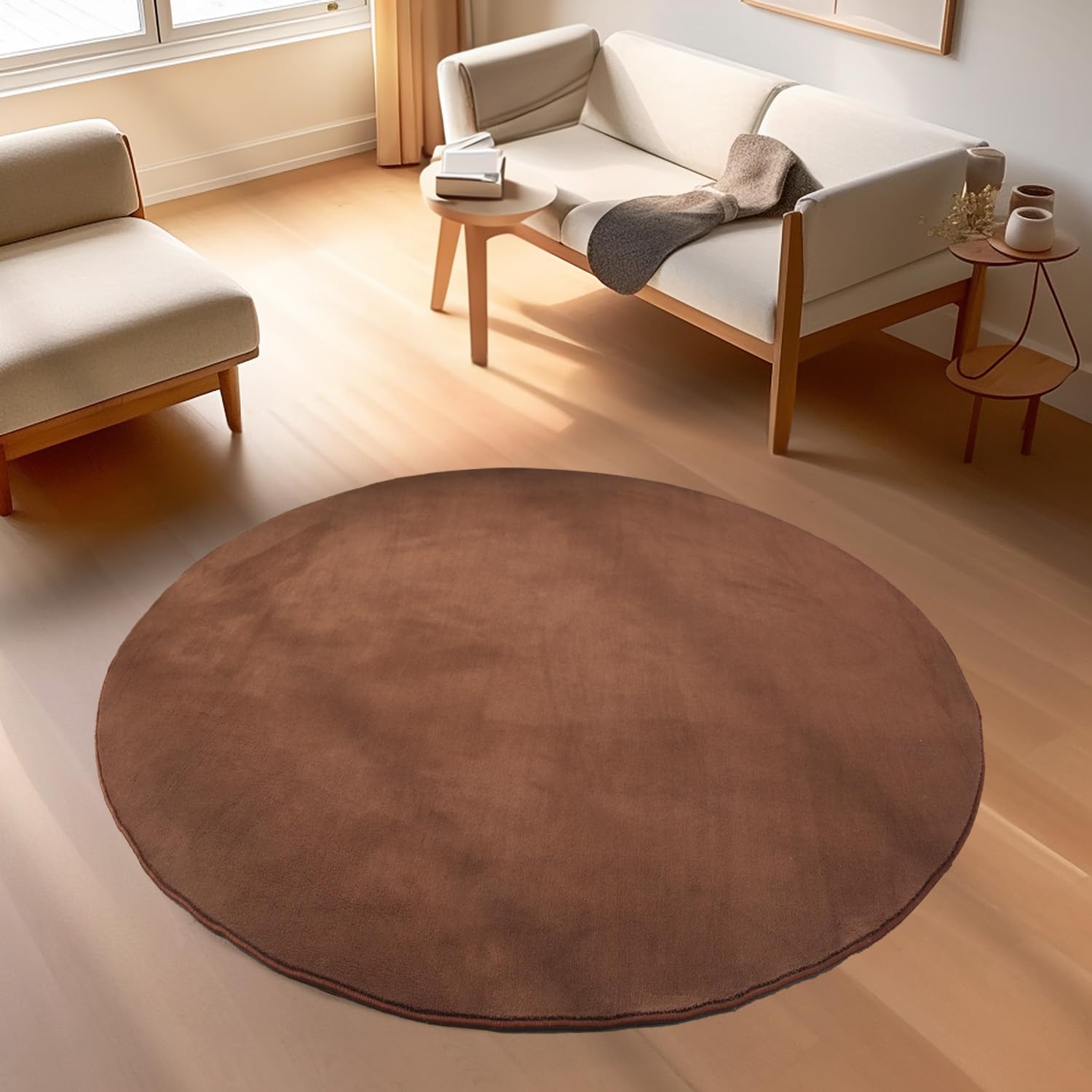 Tapis lavable rond marron Carpettex pour éliminer les contraintes de nettoyage