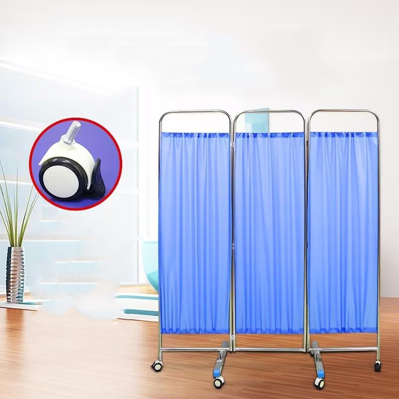 Paravent médical portable 3 panneaux séparateur pièce pliable examen clinique