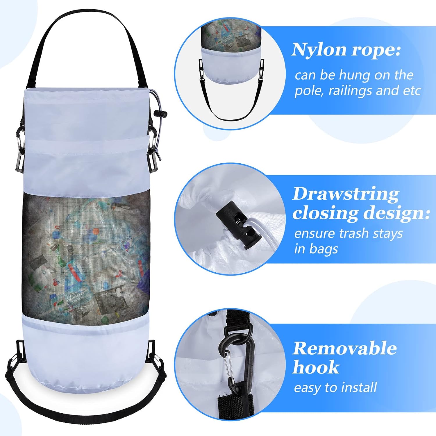 Gersoniel Boat Trash Bag Garbage Can Collapsible Mesh Trash Container image 5