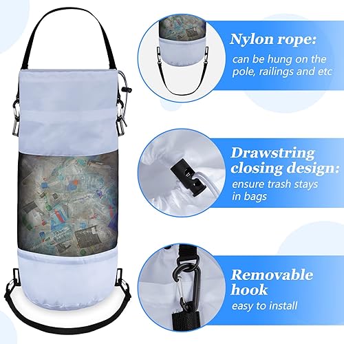 Miniatura 5 de Bolsas de basura portátiles para barcos al aire libre, contenedor de basura de malla de aro mediano, bolsas de basura reutilizables para barcos,