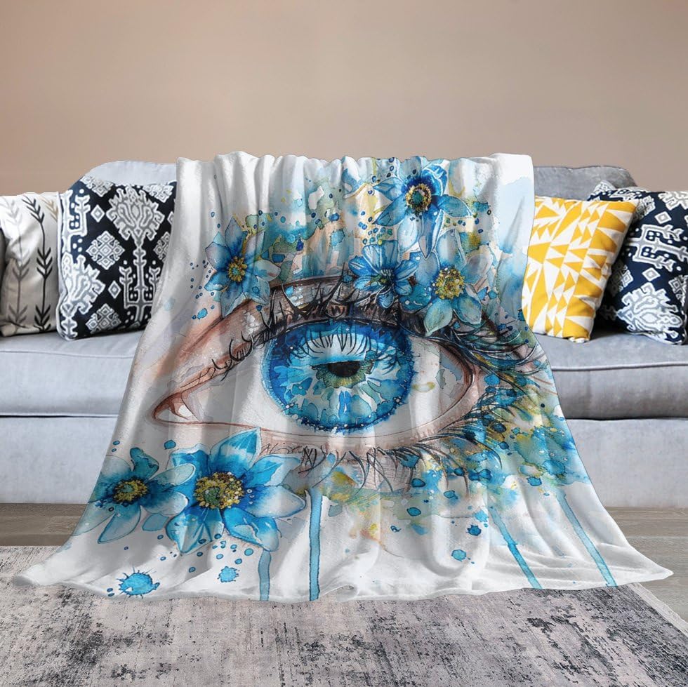 Couverture en micro-polaire bleue 127x152 cm pour lit et canapé