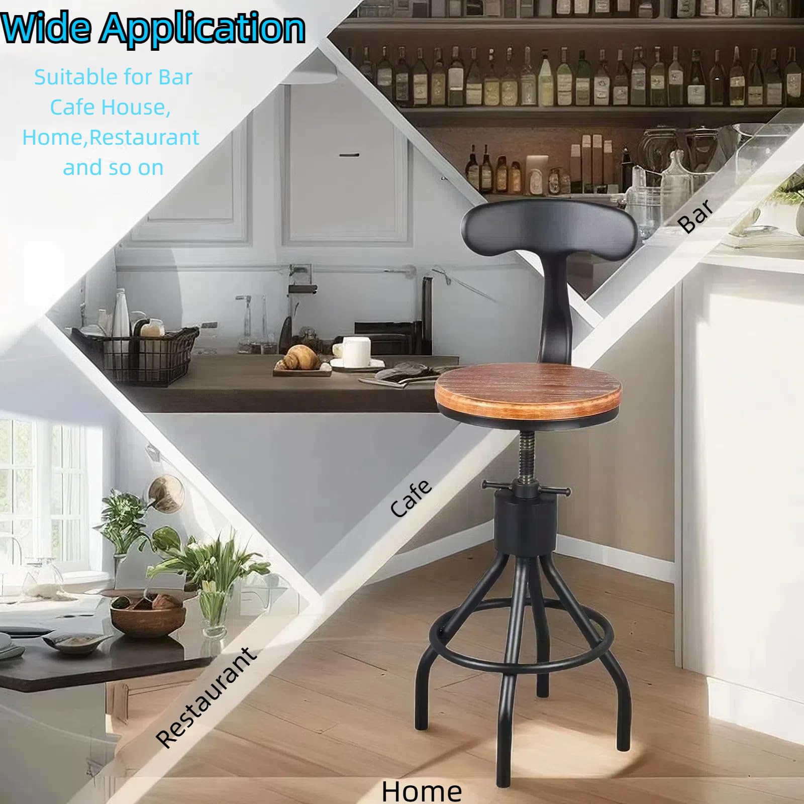 Amazon｜2個セット インダストリアルバースツール 背もたれ付き 23