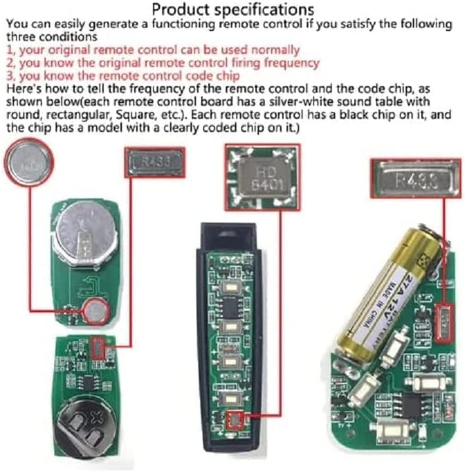 Duplicatore di telecomandi 4 in 1, duplicatore di telecomandi per auto, porte di garage, copia codice fisso e Rolling Code (4 pezzi)