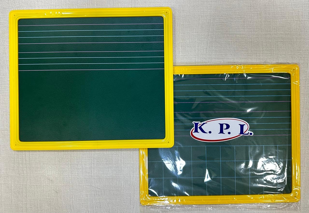 KPL Learning Associates Pvt. Ltd. Chalk Slate 3 in 1 – English, Hindi (5 Lines) and Maths for School Kids + Free Duster & Chalk- Green