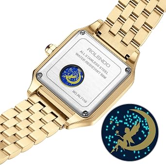 Women's Rectangular Automatic Watch with Diamonds Roman Dial Sapphire Crown and 316L Stainless Steel Strap - for Business and Casual