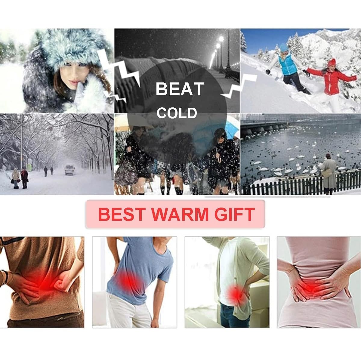 Kiuiom Calentador de Espalda,Cinturón de Calor para Lumbares,Cinturón Calentador de Invierno,Faja Lumbar Caliente para Hombres Mujeres para Cintura de Apoyo Caliente Dolores Menstruales