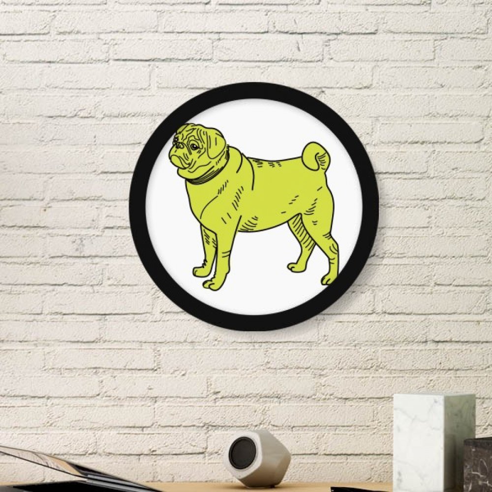 Cadre photo ronde en bois DIYthinker décoration murale noire motif chien jaune art