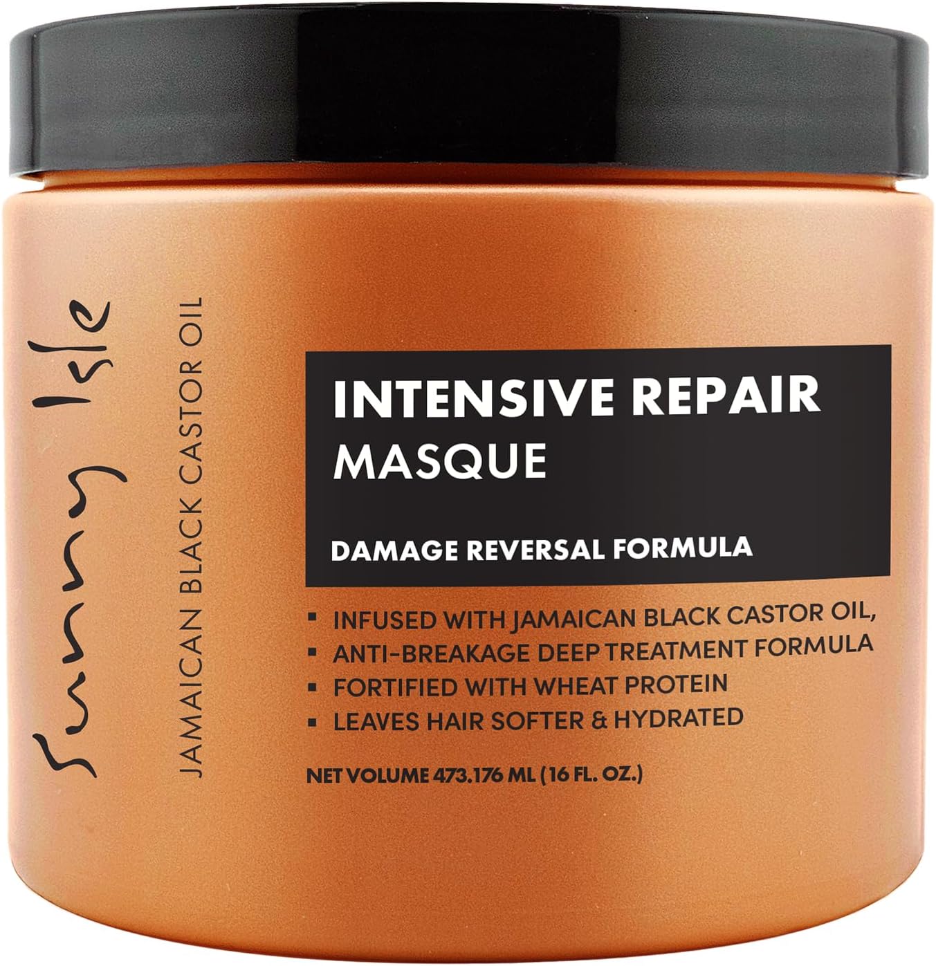 Sunny Isle Jamaican Castor Oil Intensive Repair Masque, Black, Coconut, 16 Fl Oz