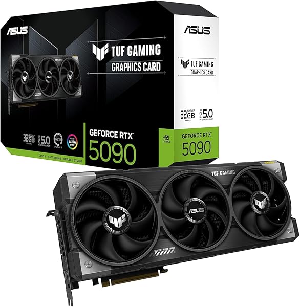 ASUS TUF Gaming GeForce RTX 5090 32GB GDDR7 Gaming Graphics Card (Nvidia GeForce RTX5090, 3.6 Slot Design, PCIe 5.0, 2X HDMI 2.1b, 3X DisplayPort 2.1a, TUF-RTX5090-32G-GAMING)