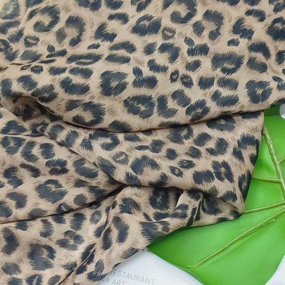 Motivo leopardato, tessuto decorativo in chiffon, patchwork, tessuto stampato leopardato, al metro, larghezza 150 cm, per fai da te, cucito, borse, accenti per la casa, 500 cm