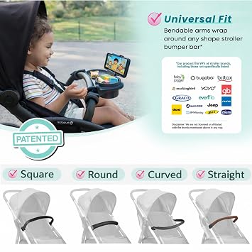Stroller Snack Tray with Cup Holder, Phone Holder, Stroller Bumper Bar