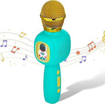 Contixo MP1 Kids Microphone, Blue Mini Karaoke Machine Portable Bluetooth Wireless Singing Mic Toys Birthday Gifts for Girls Boys Toddlers Home Party Entertainment KTV