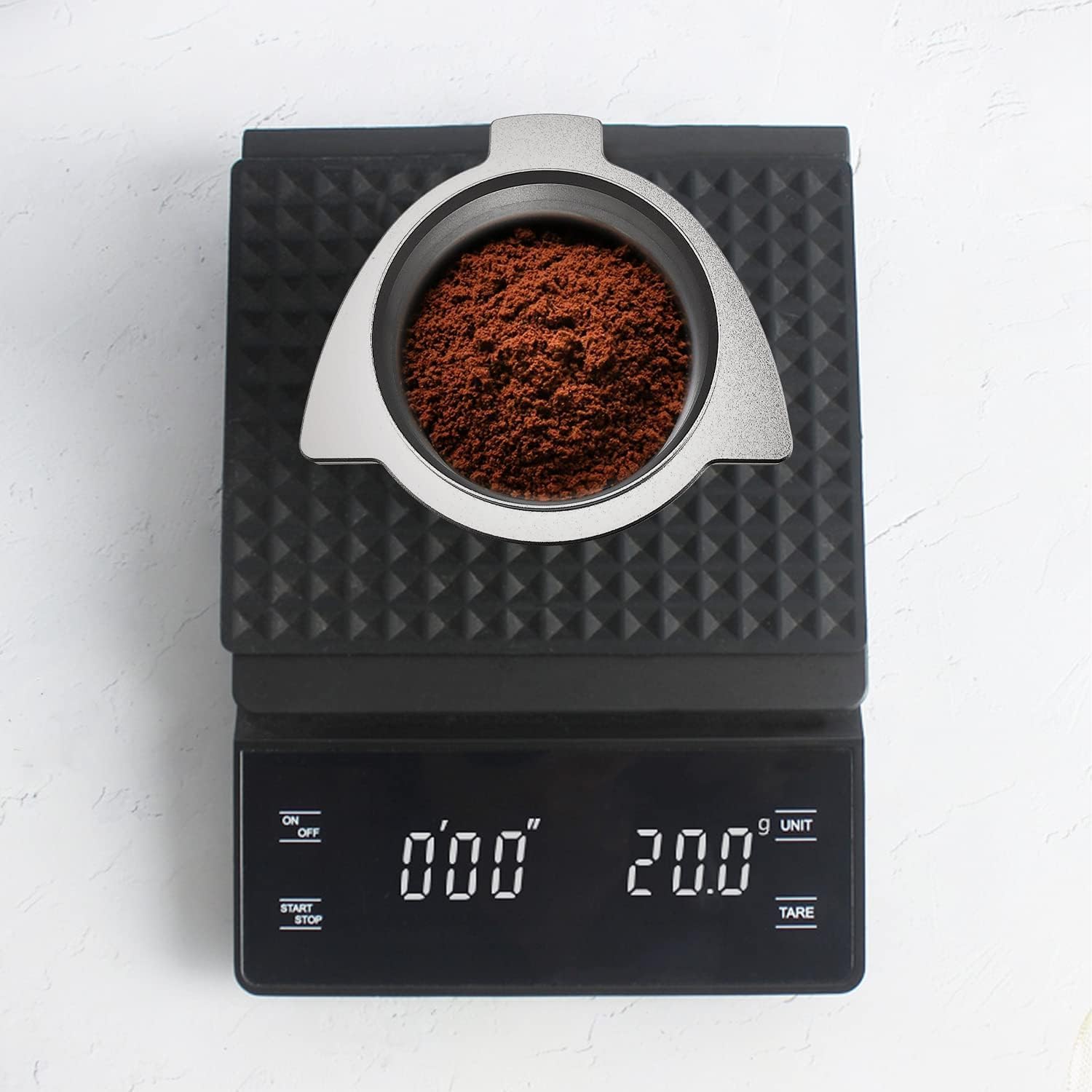54mm Espresso Dosing Cup for Portafilter, Matte Silver Grounds Cup with Grinder-Activating Ring, Easy Transfer & Less Mess, Compatible with 54mm Breville Portafilters