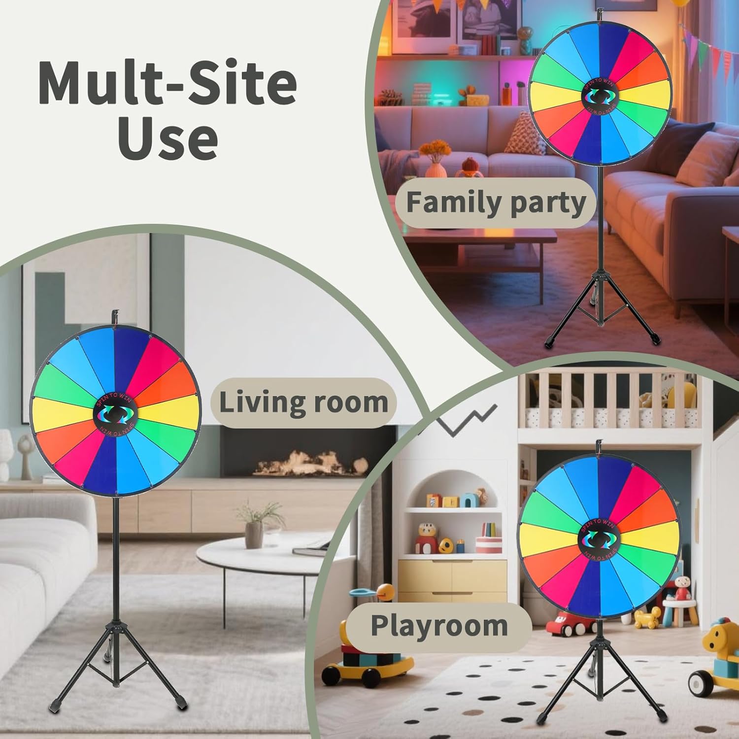 iElyiEsy Spinning Prize Wheel 24 inch with Folding Tripod Floor Stand 44”- 60” Height Adjustable 14 Slots Color Spin Wheel Spinner Game with Dry Erase & Marker Pen for Trade Show