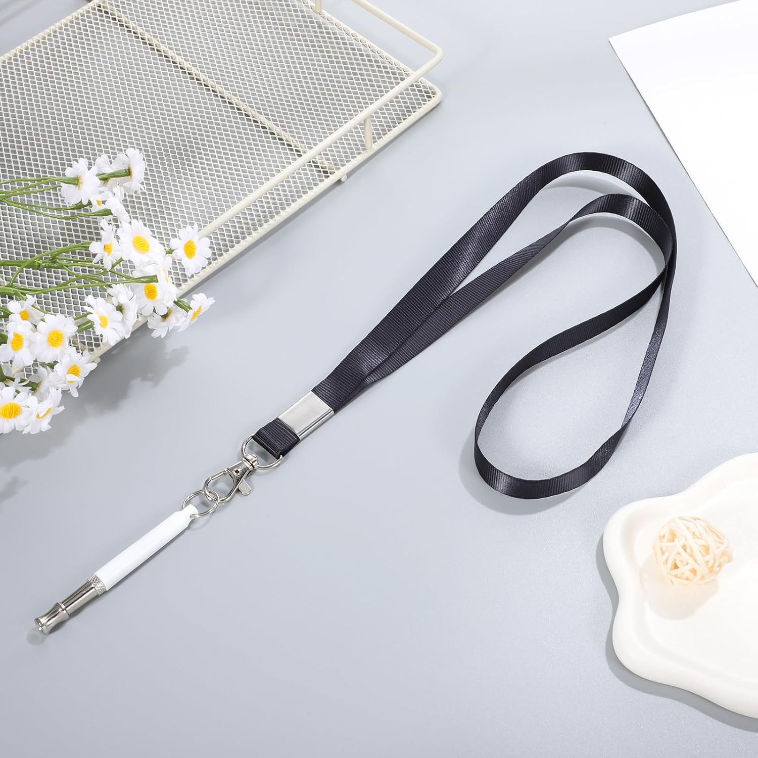 FRCOLOR 2Pcs Dog Training Whistle Metal with Hanging Rope White | Lightweight Portable, Hands Free Use, Dog Obedience Training, Pet Accessory for Training