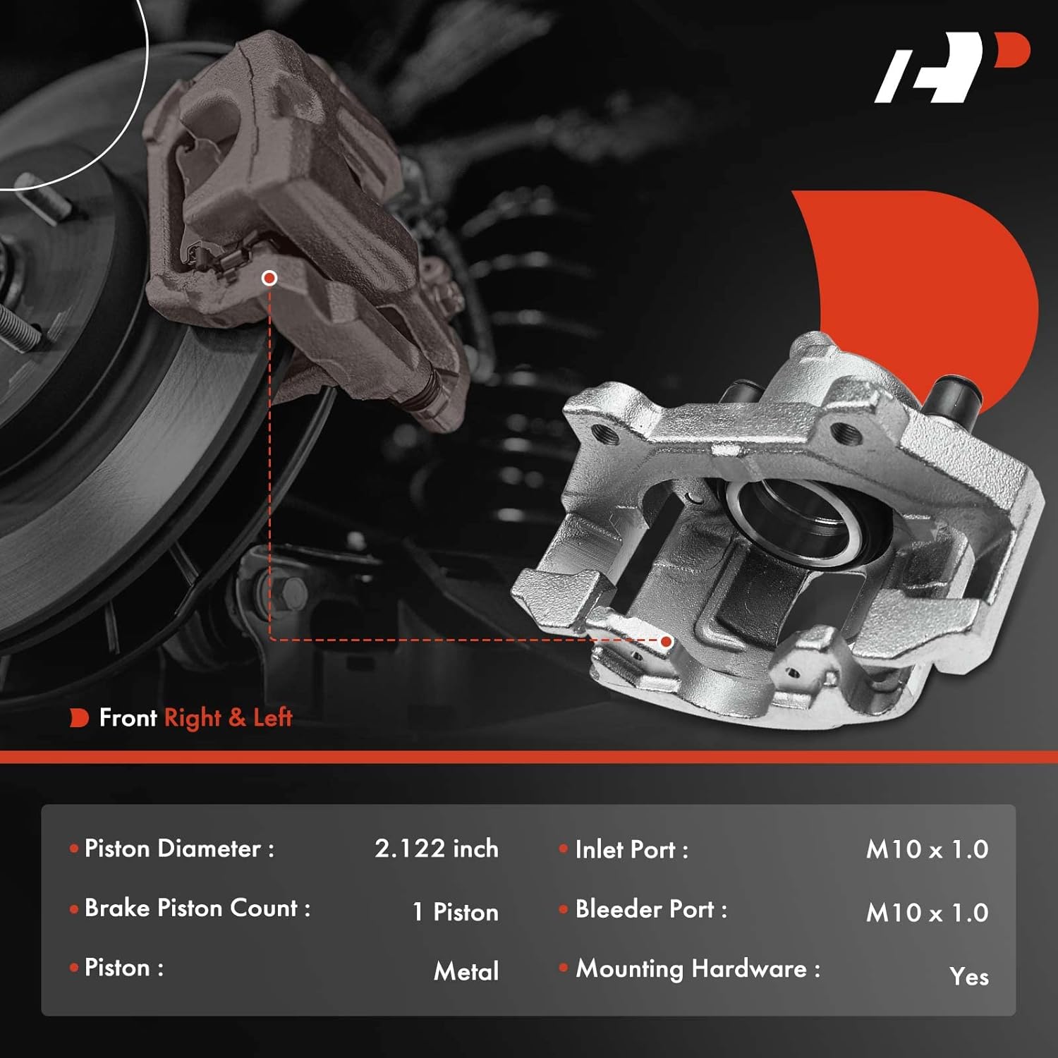 A-Premium Disc Brake Caliper Assembly with Bracket Compatible with Select Fiat Models - 500 2012-2019, 1.4L - Front Driver and Passenger Side, 2-PC Set